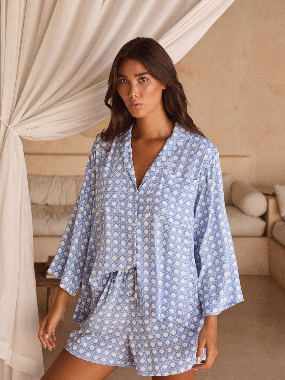 Piyama cornflower blue ecovero rattan peta sleep pajama top